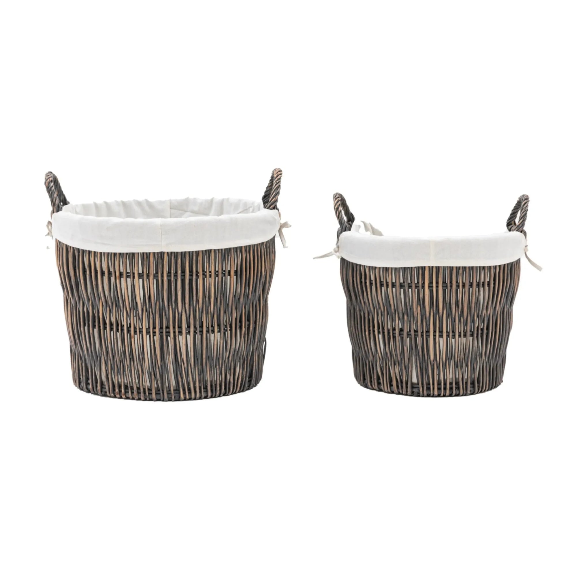 Set of 2 Lined Woven Willow Baskets 3