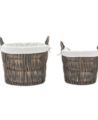 Set of 2 Lined Woven Willow Baskets 3