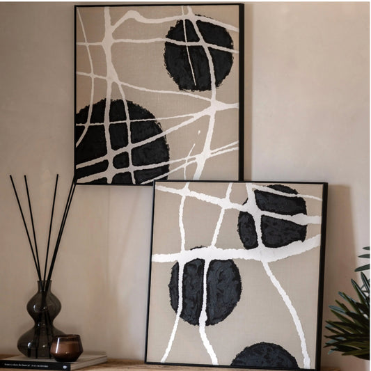 Set of 2 Modern Graphic Framed Canvas Set 1