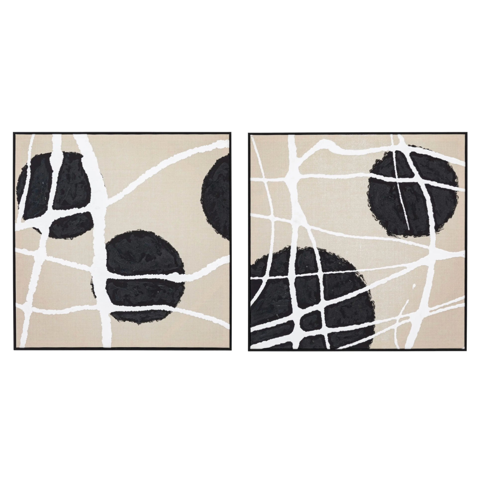 Set of 2 Modern Graphic Framed Canvas Set 3