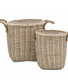 Set of 2 Natural Woven Wicker Baskets with Handles 44