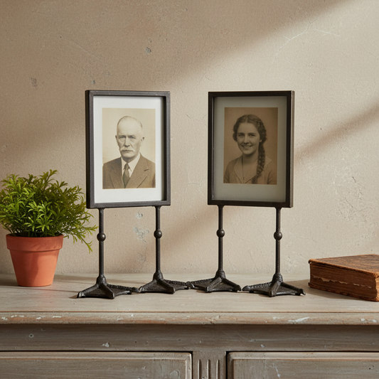 Set of 2 Portrait Antique Black Duck Feet Photo Frames 5"x7"