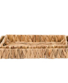 Woven rattan tray on a white background