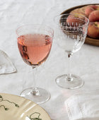 Set of 2 Vintage Etched Wine Glasses – Clear Retro Style Stemmed Glassware 4