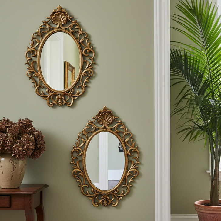 Set of 2 Vintage Gold Ornate Mirrors