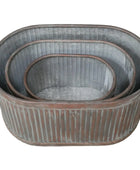 Set of 3 Copper Tone Fluted Planters 1