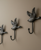Set of 3 Distressed Black Flying Duck Wall Hooks