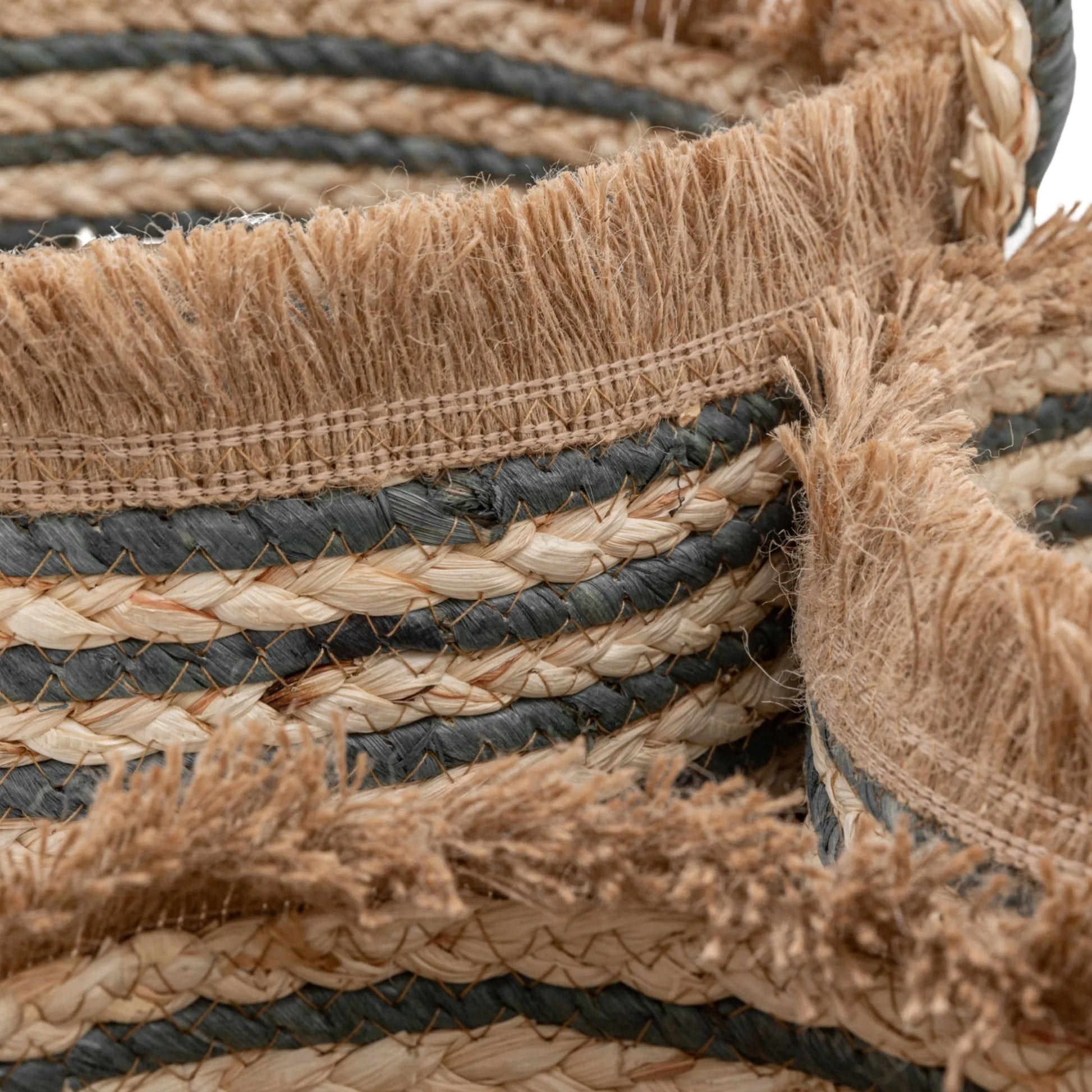 Set of 3 Fringed Woven Storage Baskets