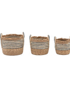 Set of 3 Fringed Woven Storage Baskets 1