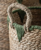 Set of 3 Green Triangle Design Woven Baskets 4