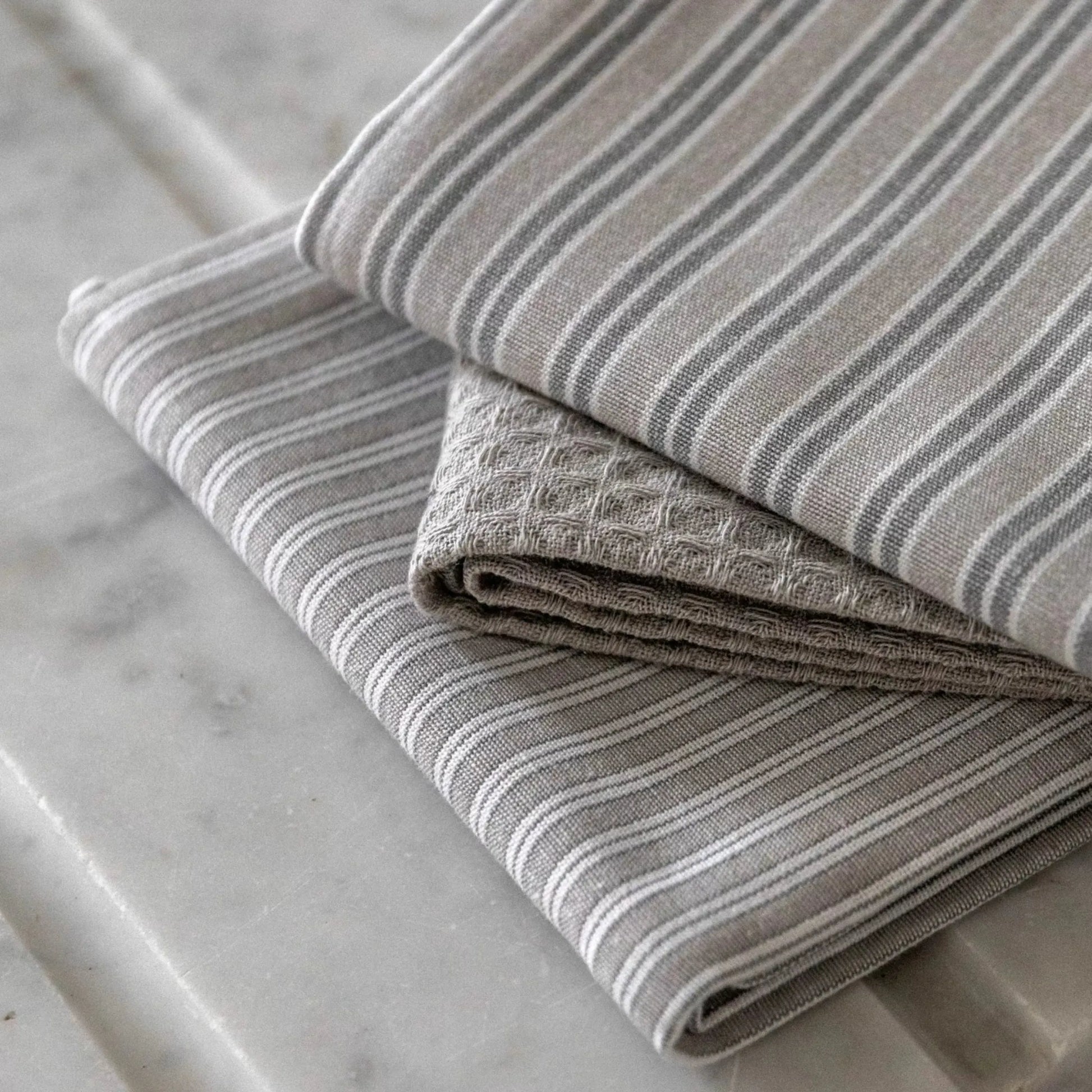 Set of 3 Grey Cotton Tea Towels