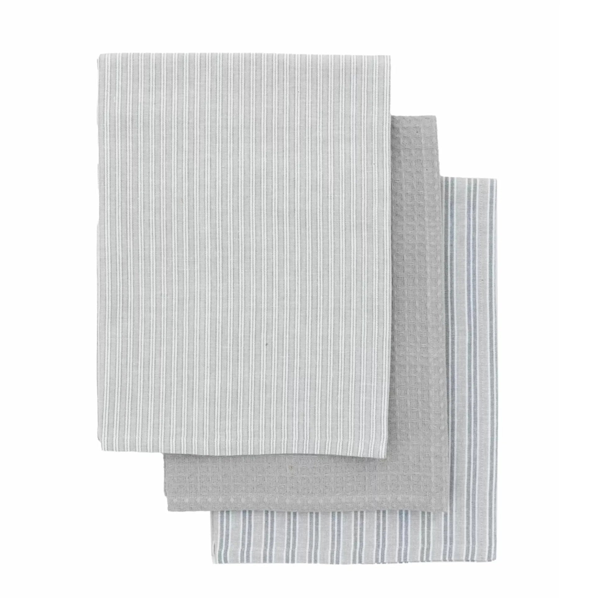 Set of 3 Grey Cotton Tea Towels 1