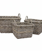 Three wicker baskets of different sizes on a white background with 'lows.co.uk' branding.