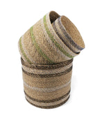 Set of 3 Striped Seagrass Storage Baskets 2