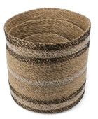 Set of 3 Striped Seagrass Storage Baskets 4