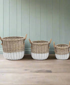 Set of 3 White Base Woven Storage Baskets