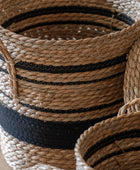 Set of 3 Woven Stripe Storage Baskets with Lids 4