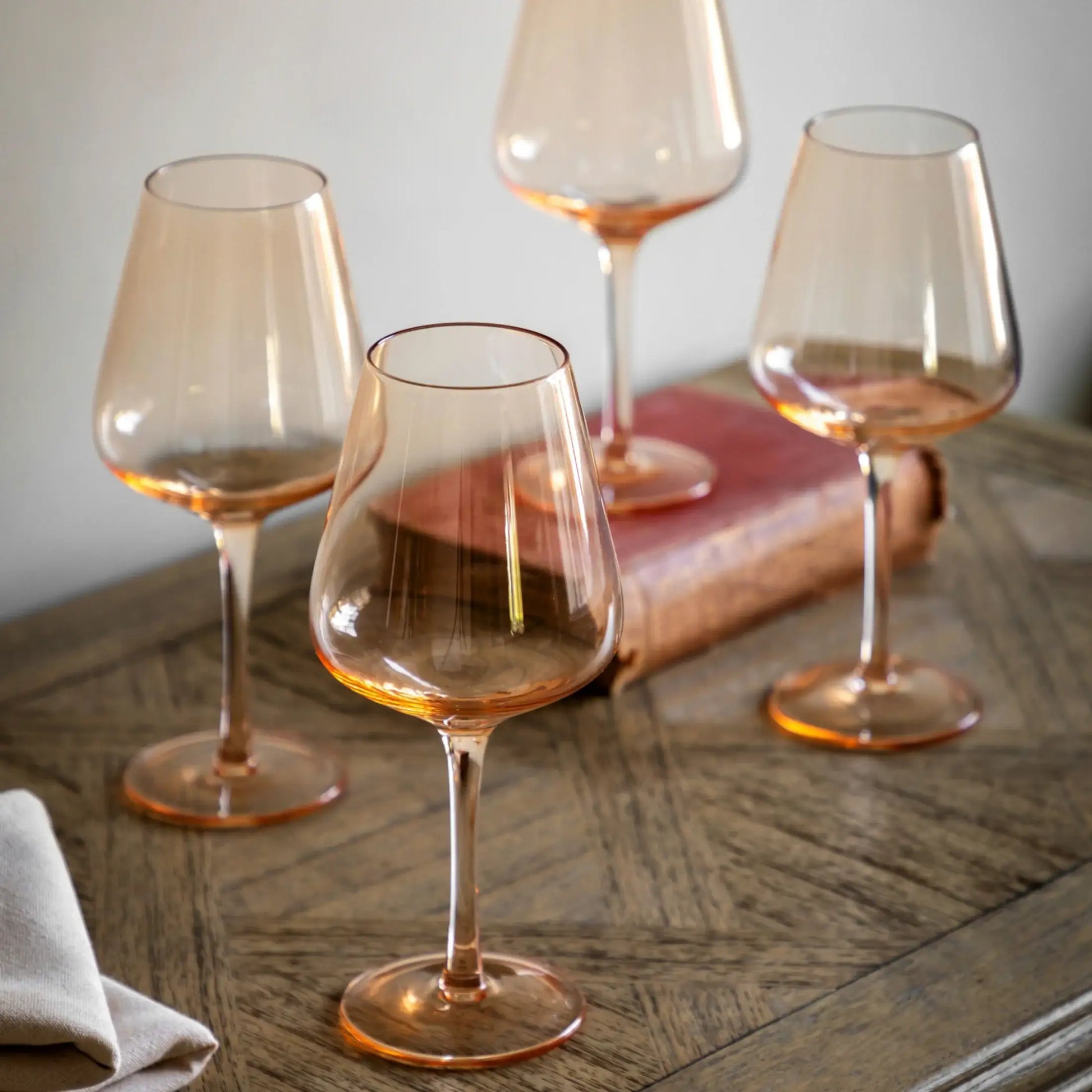 Set of 4 Amber Tone Wine Glasses