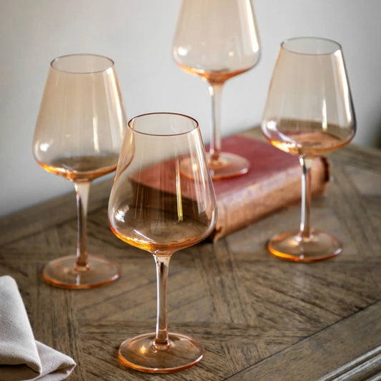 Set of 4 Amber Tone Wine Glasses