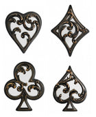 Four decorative playing card suits symbols on a white background