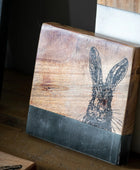 Set of 4 Black Marble & Wood Hare Coasters 5