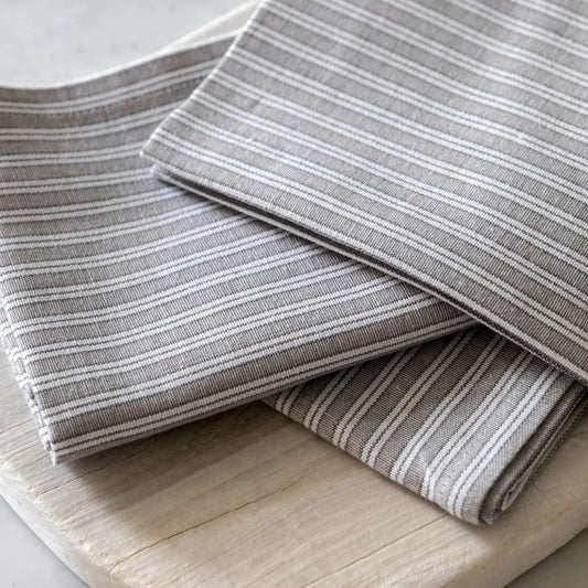 Set of 4 Grey Striped Cotton Napkins