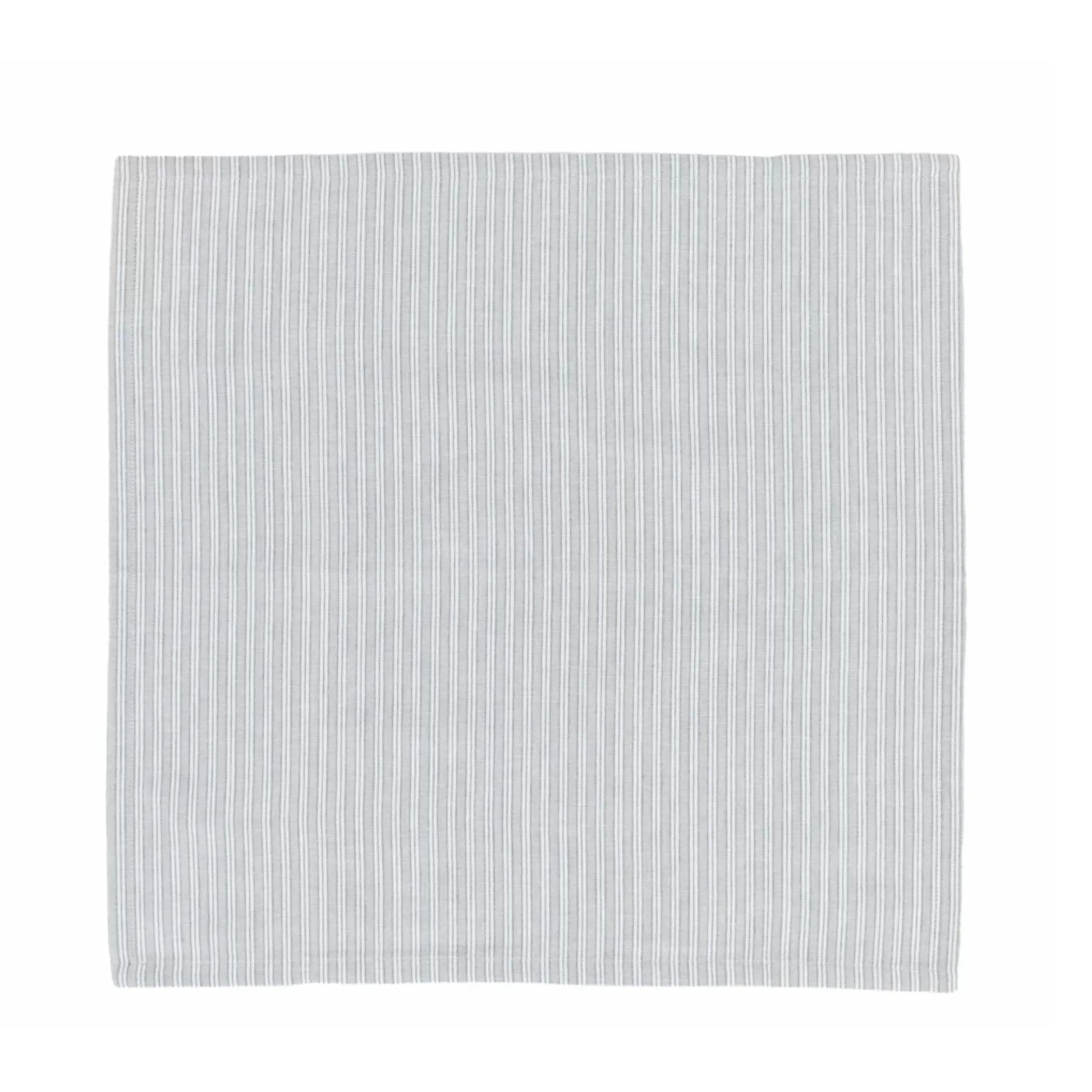 Set of 4 Grey Striped Cotton Napkins 1