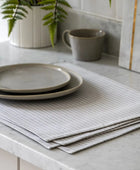 Set of 4 Grey Striped Cotton Placemats