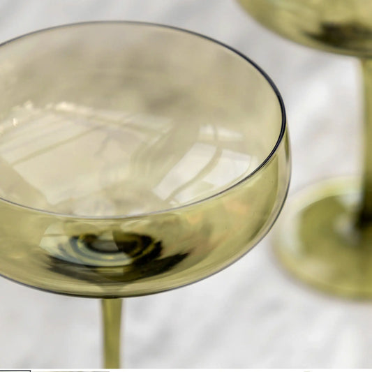 Set of 4 Smokey Green Cocktail Glasses