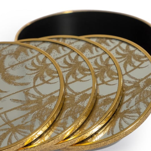 Set of 4 Mirrored Palm Tree Coasters 1