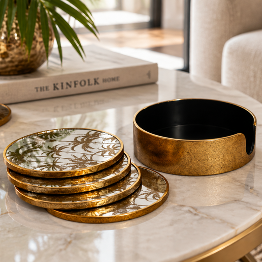 Set of 4 Mirrored Palm Tree Coasters