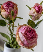 Set of 6 Faux Vintage Pink Rose Stems