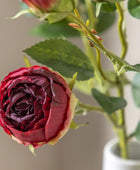 Set of 6 Faux Vintage Red Rose Stems
