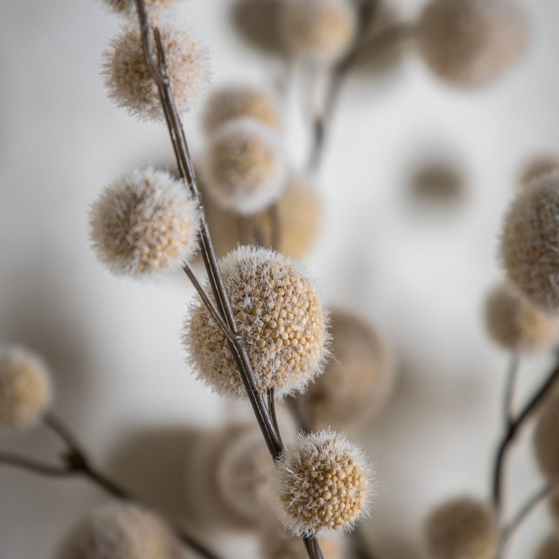 Set of Six Faux Ivory Pom Pom Stems 5