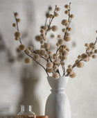 Set of Six Faux Ivory Pom Pom Stems