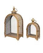 Set of Two Aged Gold Arched Top Lanterns 1