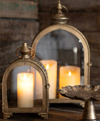 Set of Two Aged Gold Arched Top Lanterns 4