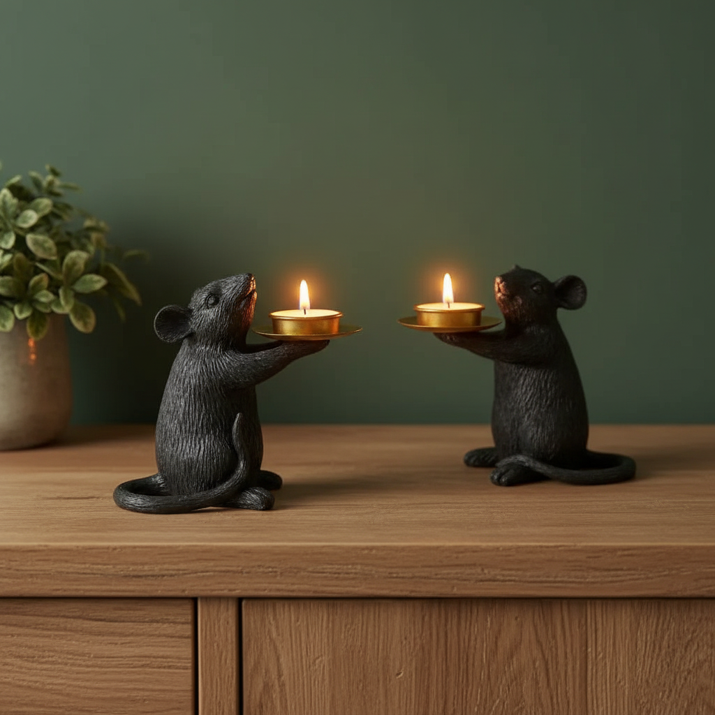 black mice candle holders
