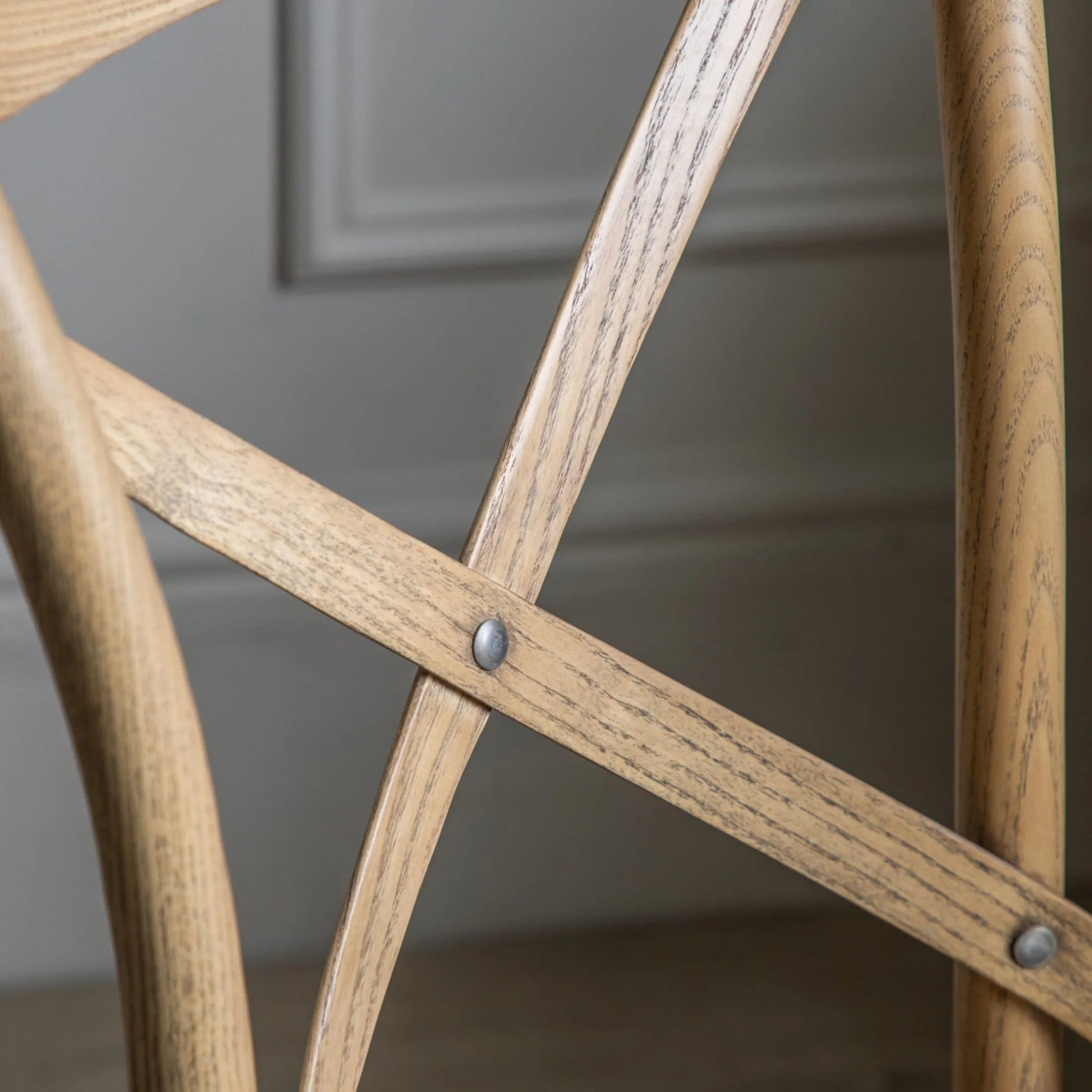 Set of Two Cross Back Oak Dining Chairs- Rattan Tops