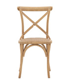 Set of Two Cross Back Oak Dining Chairs- Rattan Tops 1