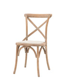 Set of Two Distressed Natural Wood Cross Back Dining Chairs 5