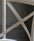 Set of Two Distressed White Wood Cross Back Dining Chairs 44