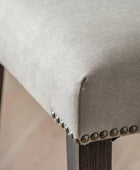 Set of Two Grey Linen Padded Dining Chairs