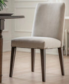 Set of Two Grey Linen Padded Dining Chairs 54