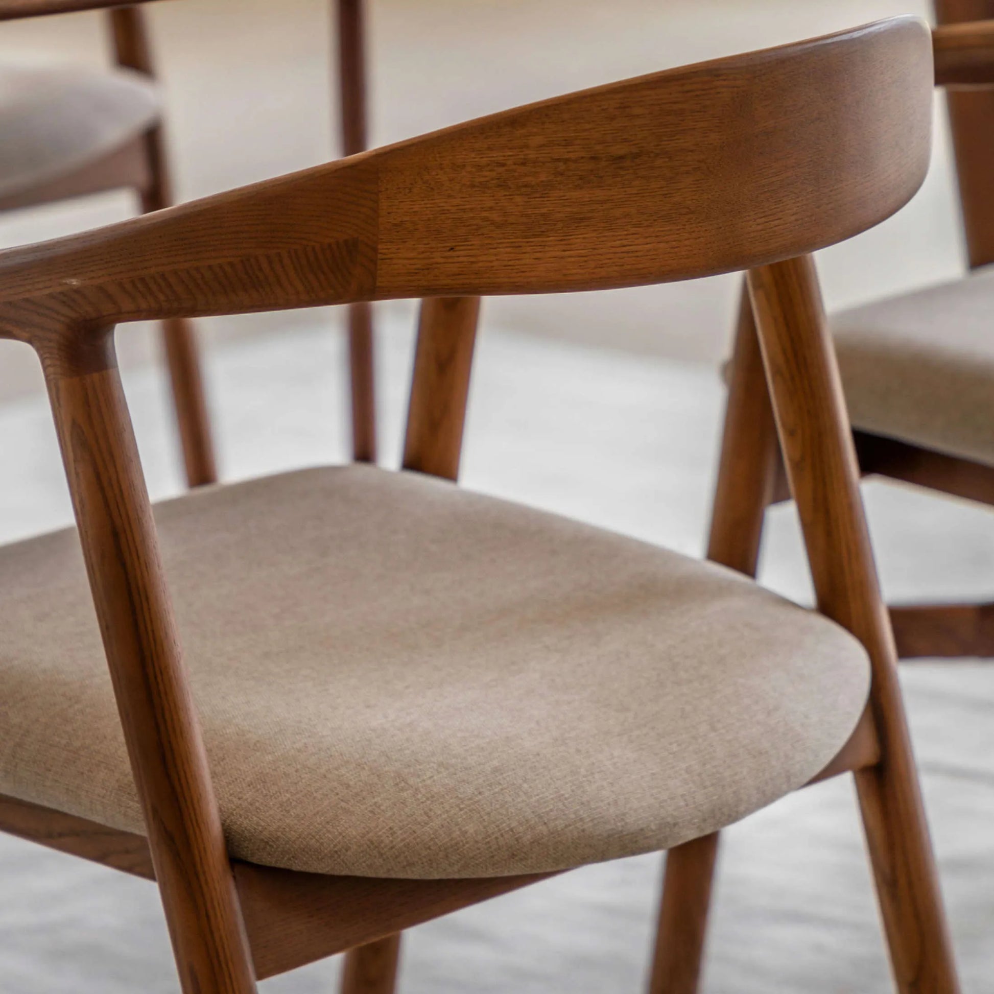 Set of Two Mid Century Styled Padded Top Wood Dining Chairs 6