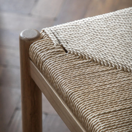 Set of Two Oak Woven Top Dining Chairs