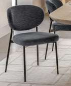 Set of Two Oval Back Charcoal Fabric Dining Chairs FARTHING