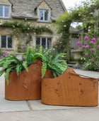 Set of Two Rustic Metal Bucket Planters 4