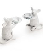 Set of Two Distressed White Mice Tea Light Holders 1