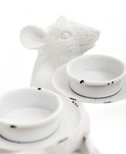 Set of Two Distressed White Mice Tea Light Holders 3